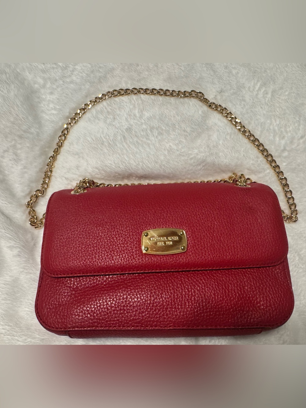 Michael Kors Jet Set Chain Small Flap Red Leather Bag NWT